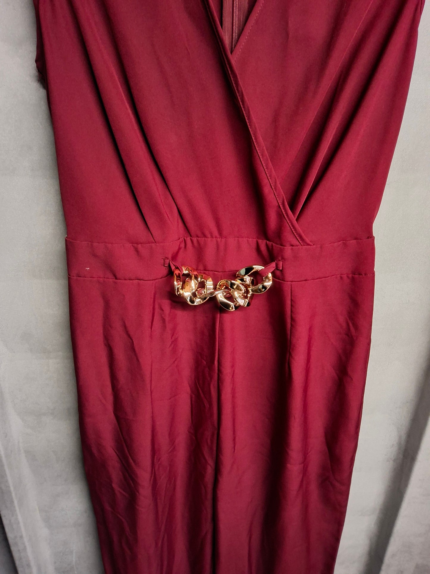 Shein Tall Burgundy Chain Jumpsuit – Size Small (UK size 8/10)