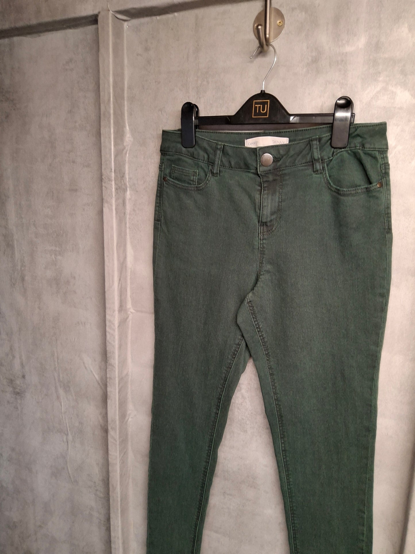 George High-Waisted Skinny Jeans – Size 10 Dark Green | Cute, Comfy, Goes with Everything 💚