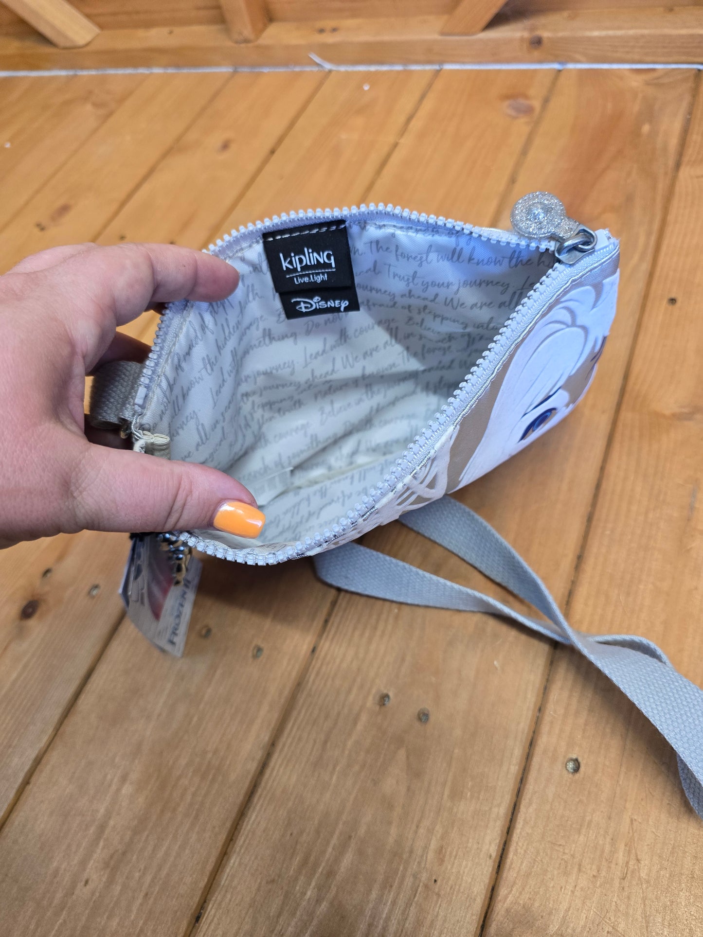 Kipling Frozen 2 Silver Shoulder Bag – Kids, Zip Close, Charm, New with Tags, 9"x7"