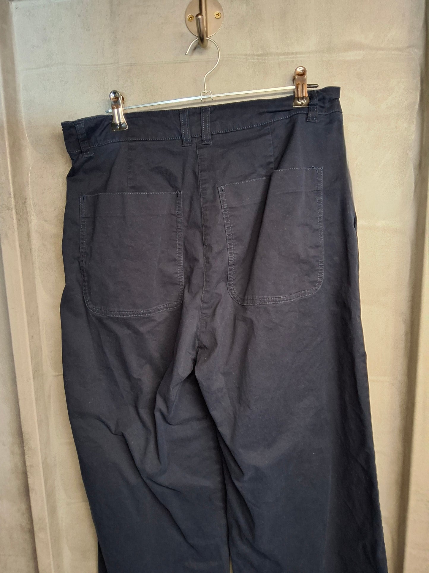 Joules Navy Cotton Wide Leg Cropped Trousers ā High Waist ā Size 12