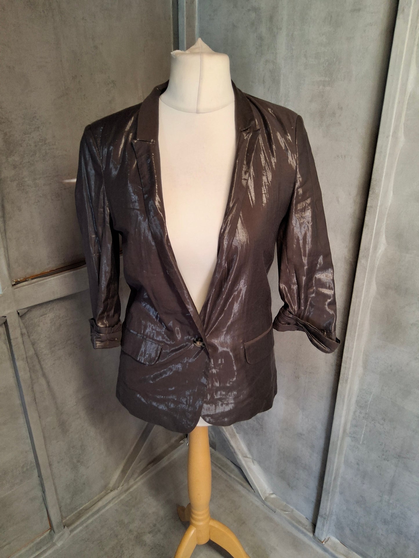 River Island L’Art Copper Brown Shiny Blazer – Size 8 – Late 90s / Early 00s