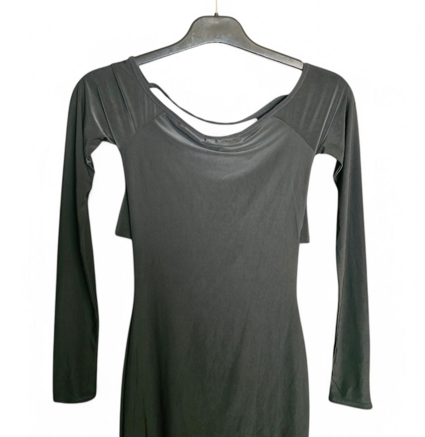 EGO black long sleeved knotted design front mini dress size 6 New