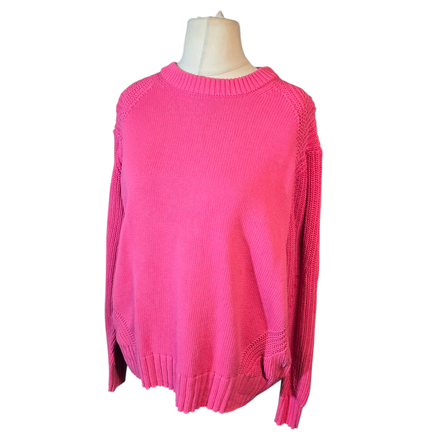 Marks & Spencer Bright Pink 100% Cotton Knit Jumper – Size L (UK size 14/16)