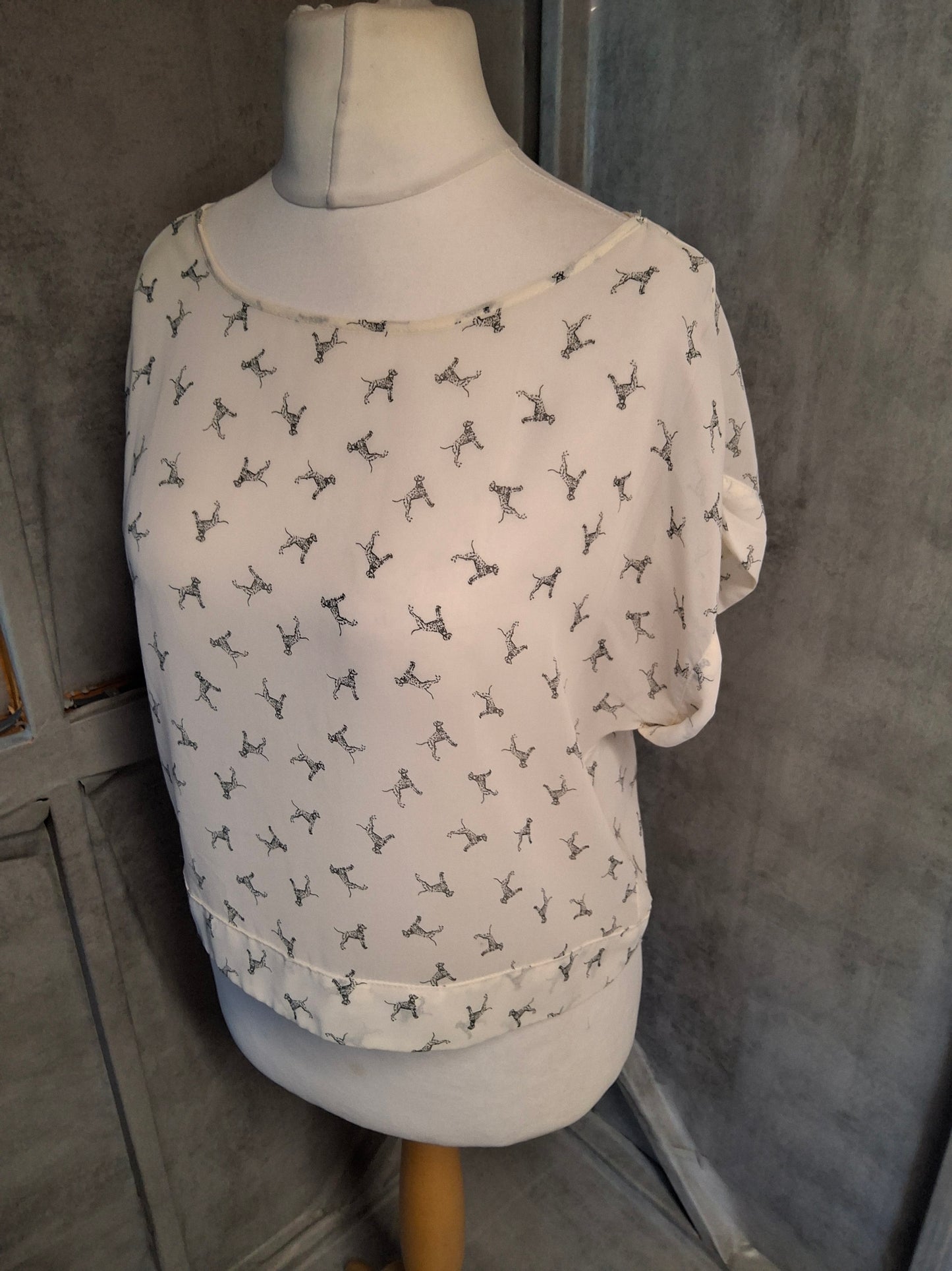 Y2K River Island Sheer Crop Top β Dog Print β Tie Back β Size 12