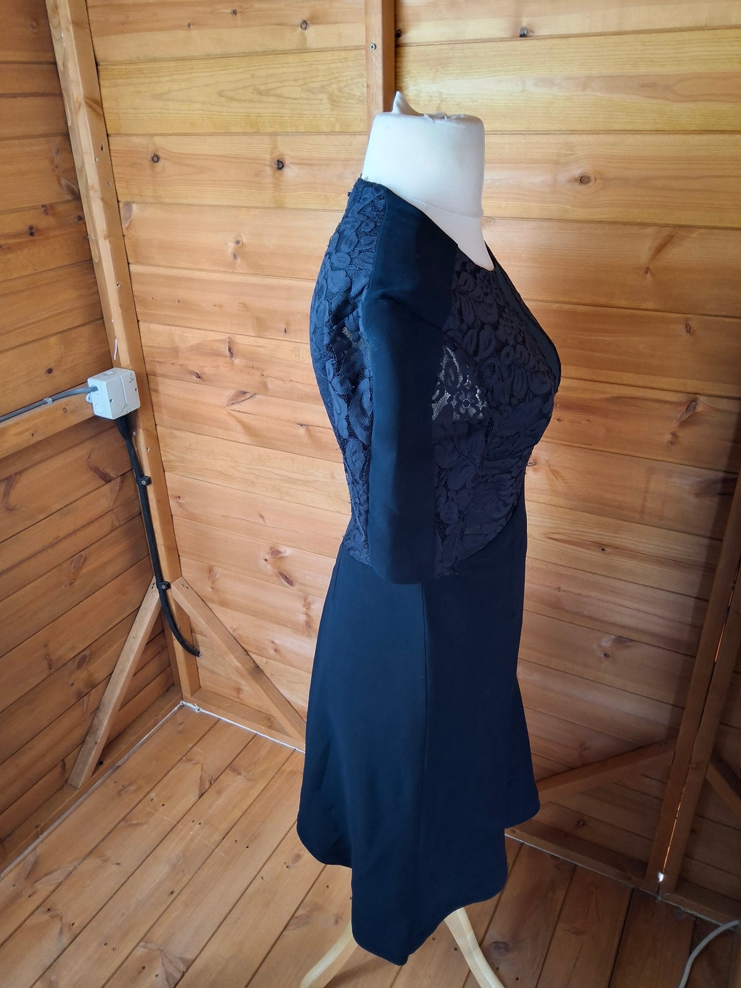Whistles Navy Lace Fit & Flare Midi Dress – Size 10, Smart Occasionwear, Zip Back, 41" Length
