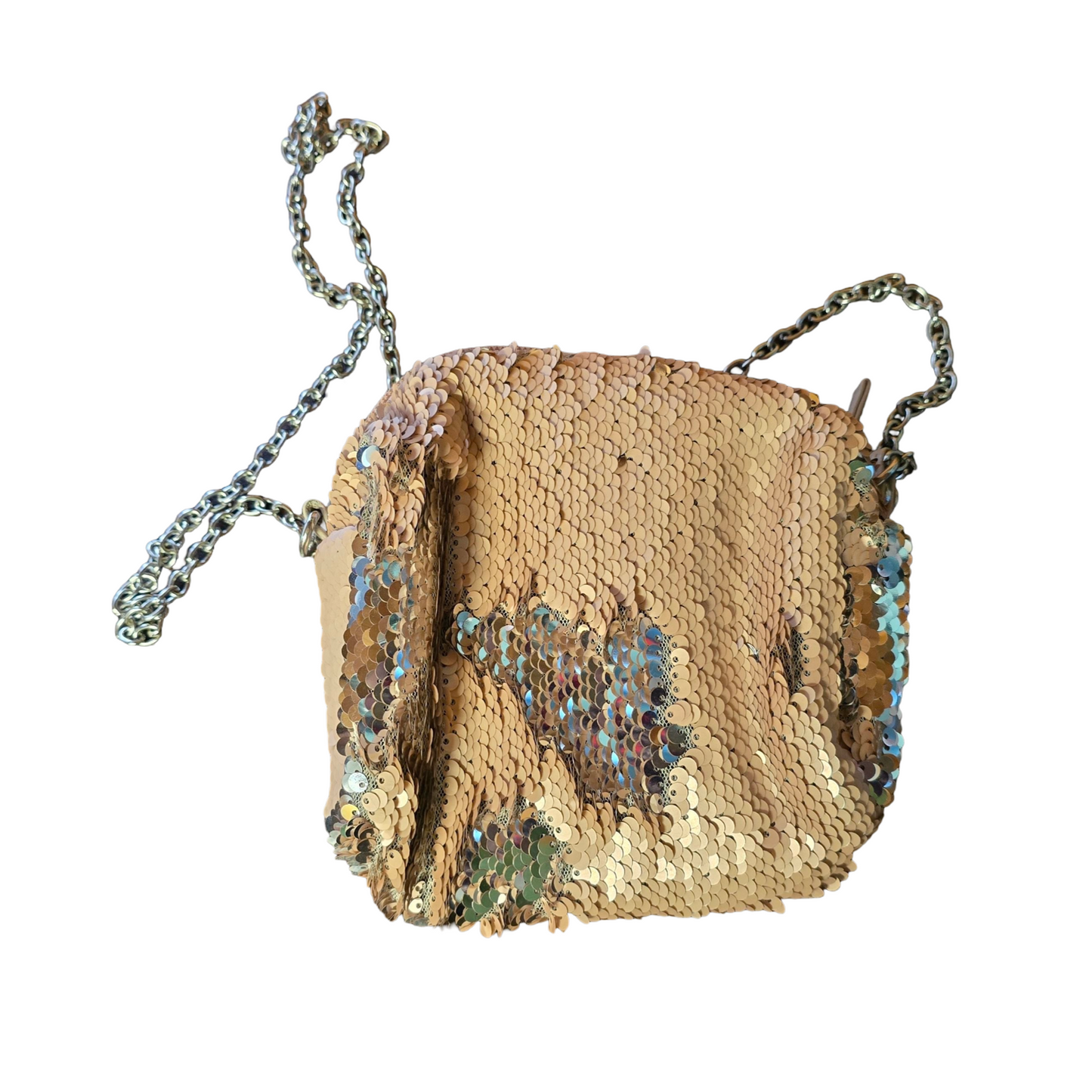 Primark Girls Rose Gold Sequin Bag โ Detachable Chain Strap