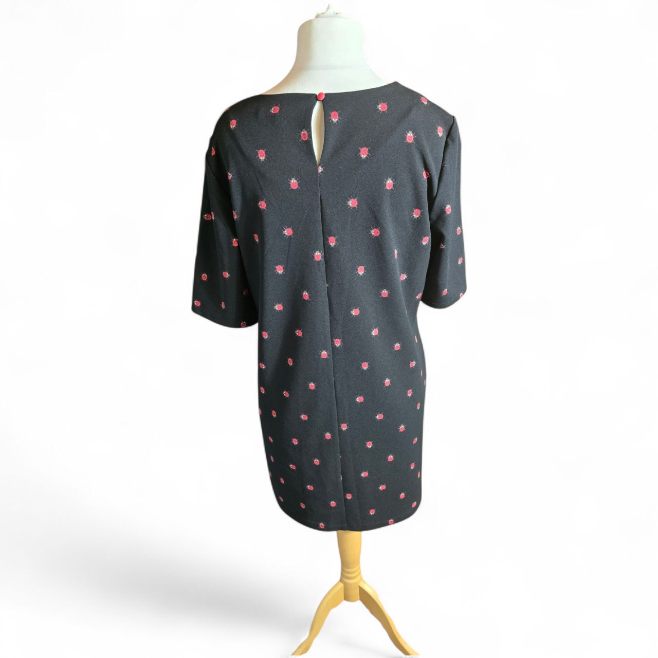 Next black ladybird short sleeved tunic dress size 14