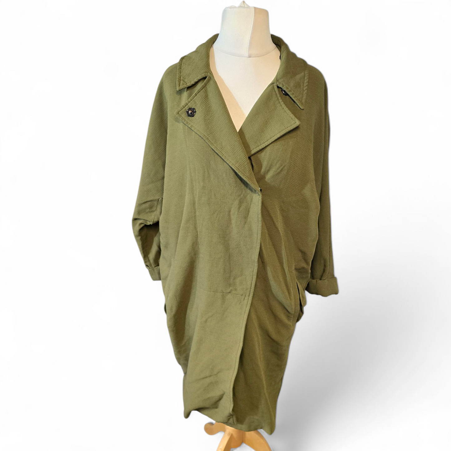 Topshop Khaki Green Oversized Midi Blazer β Size 10 β Lightweight Relaxed Fit