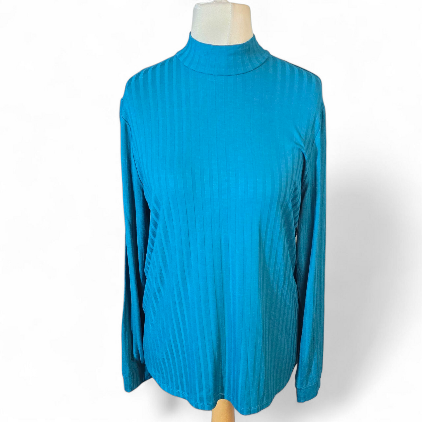 Tu Teal High Neck Ribbed Long Sleeve Top β Size 20 β NWT