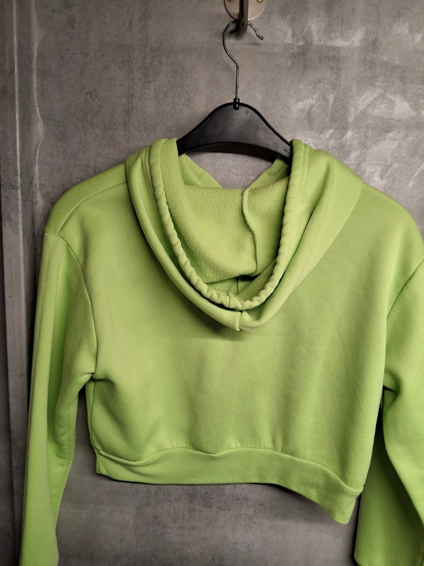 Shein Bright Green Cropped Hoodie Size M (UK size 10) – Drawstring Hood, Long Sleeves, Casual Fit