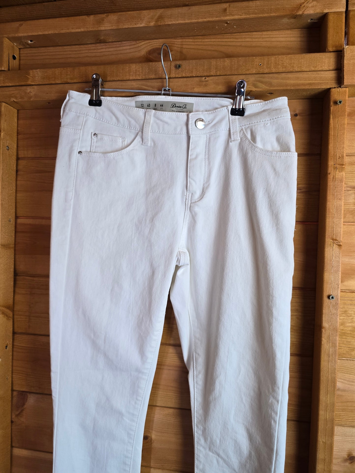 Primark White High Waisted Skinny Jeans – Size 12, Pockets, Flattering Fit, Everyday Style