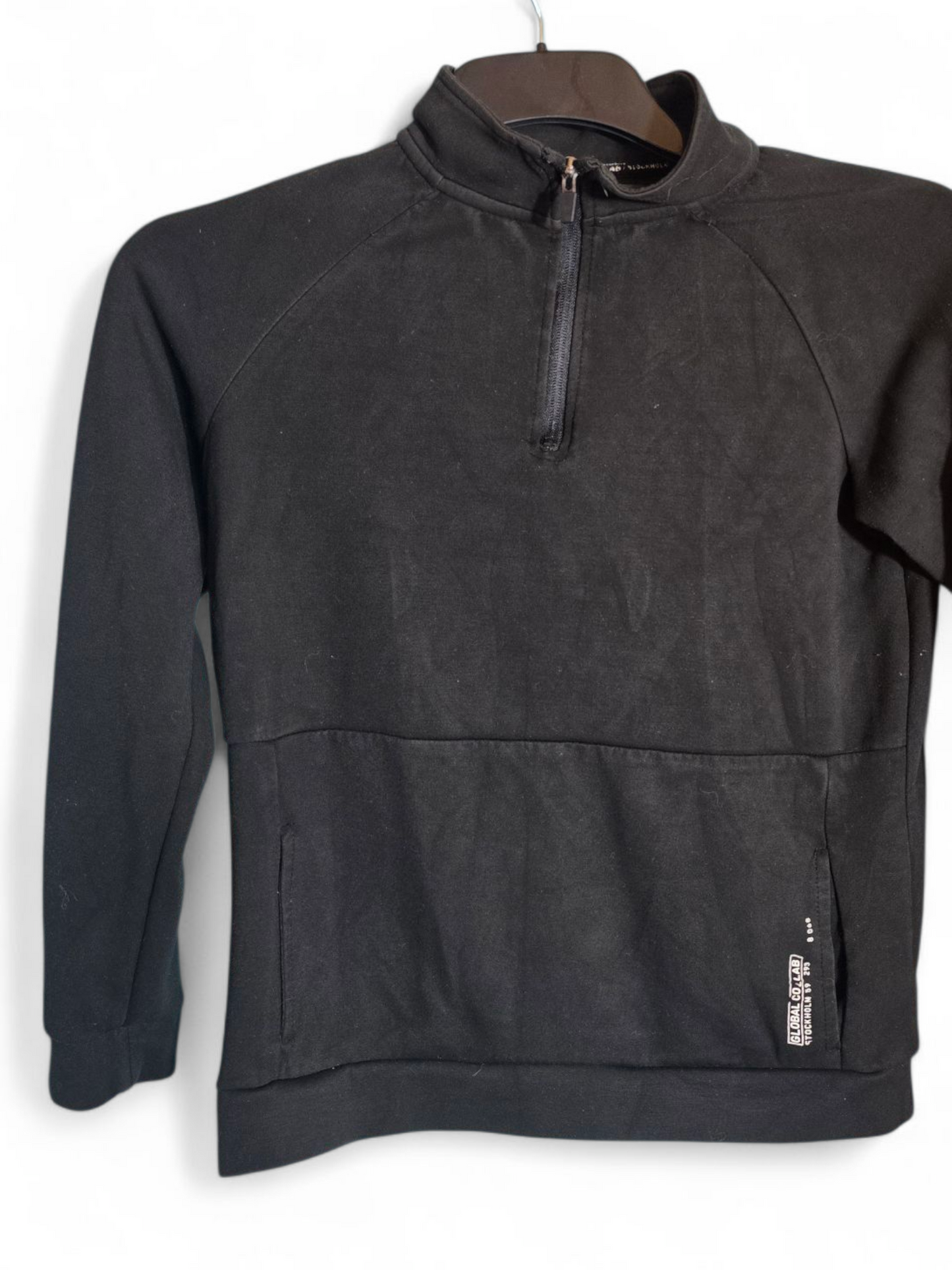 Primark Boys Black 1/4 Zip Jumper | Long Sleeves | Front & Arm Pockets | Age 12-13 Years