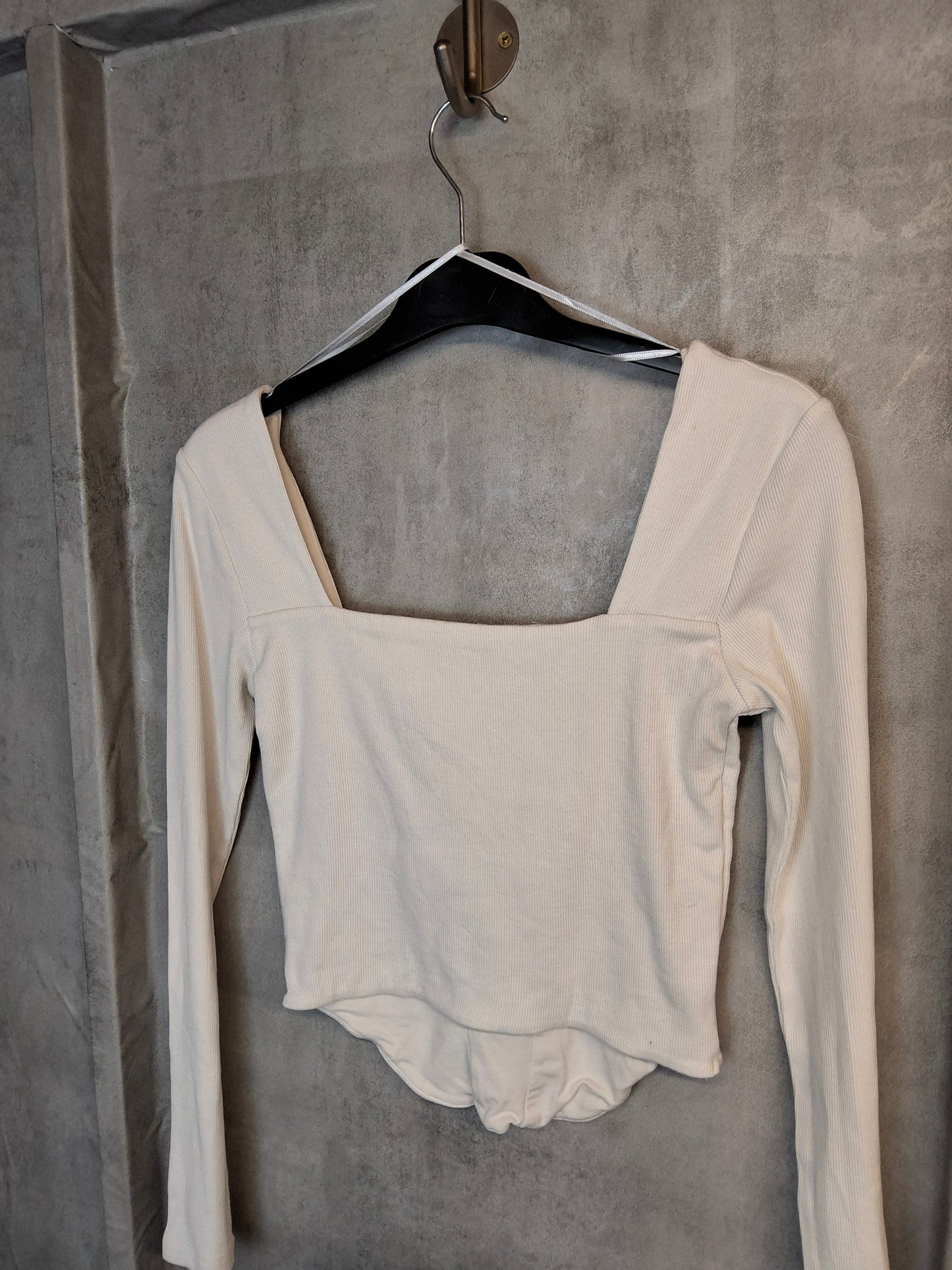 River Island Off-White Ribbed Corset Style Crop Top – Size 10