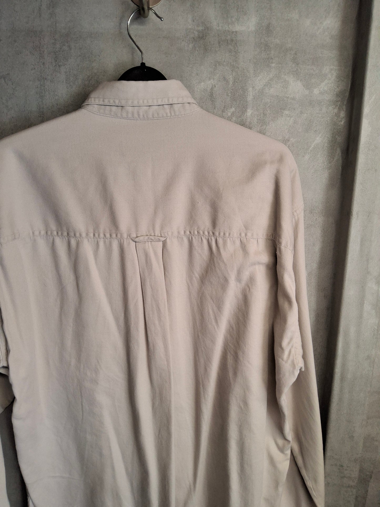 Vintage 90s Ralph Lauren CHAPS Beige Shirt | Size M | Long Sleeve Cotton Logo
