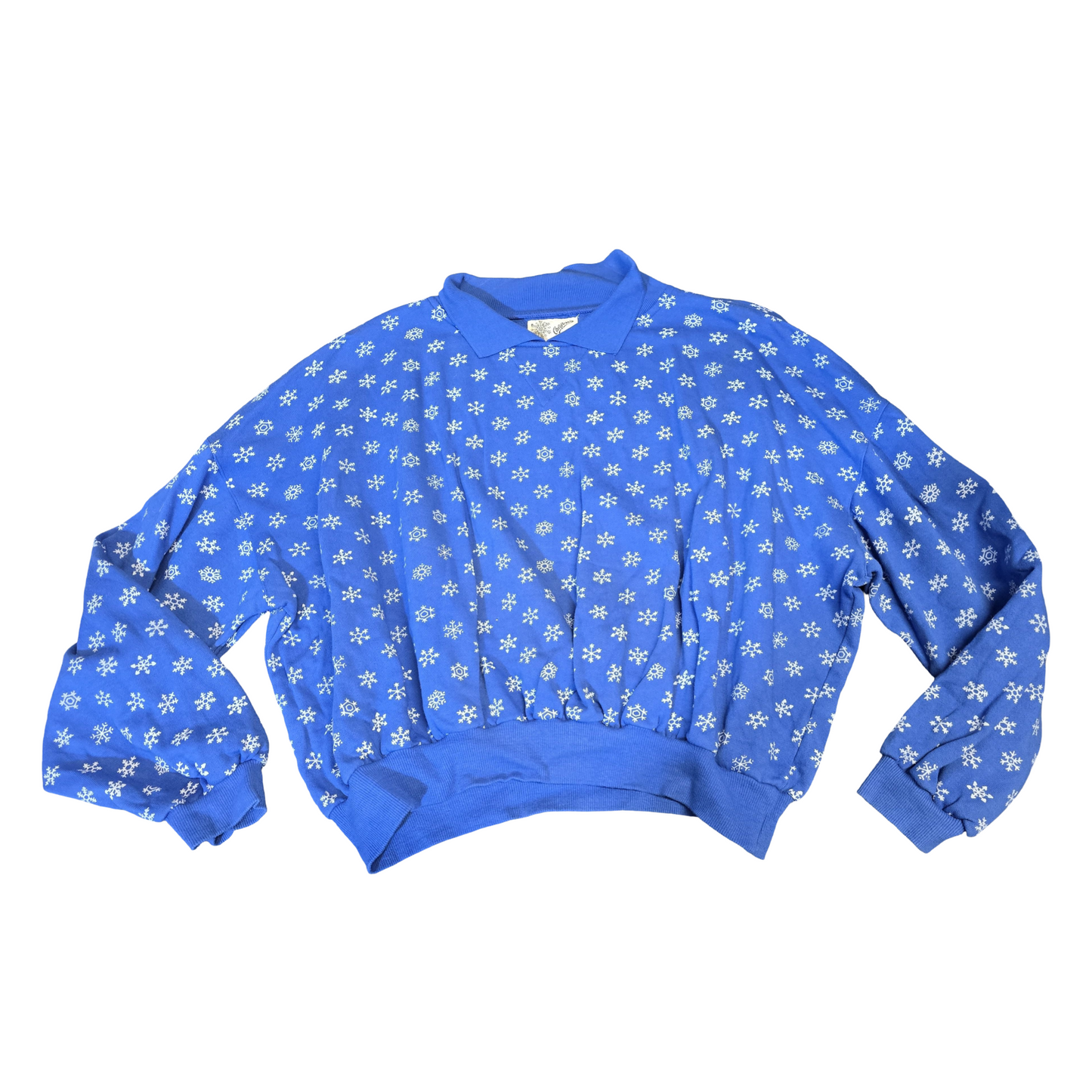 Vintage California Blue Snowflake Collared Xmas Jumper – Unisex – Relaxed Fit
