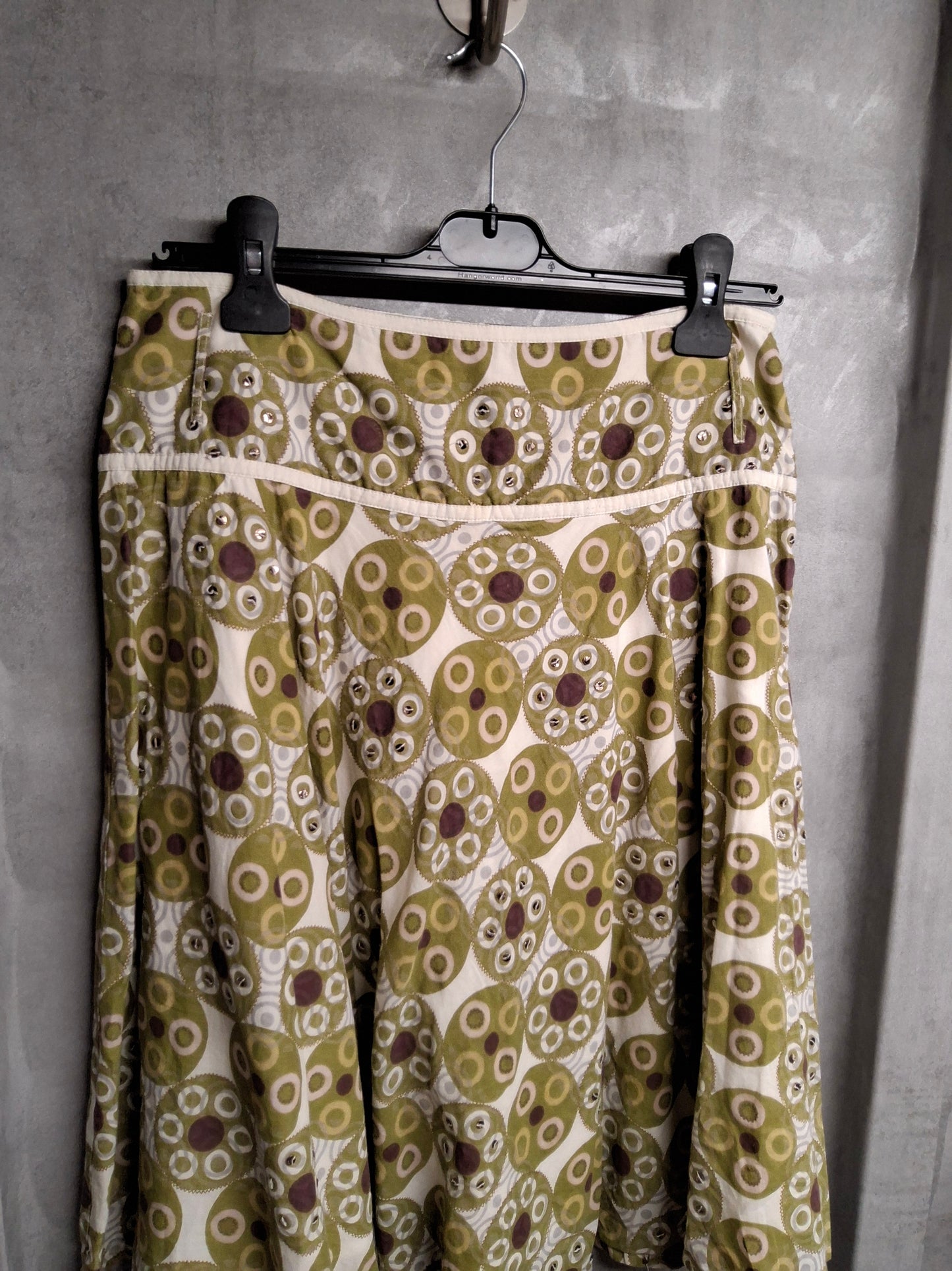Matalan Light Green Flared Cotton Skirt β Size 10 β Circle Print & Lined