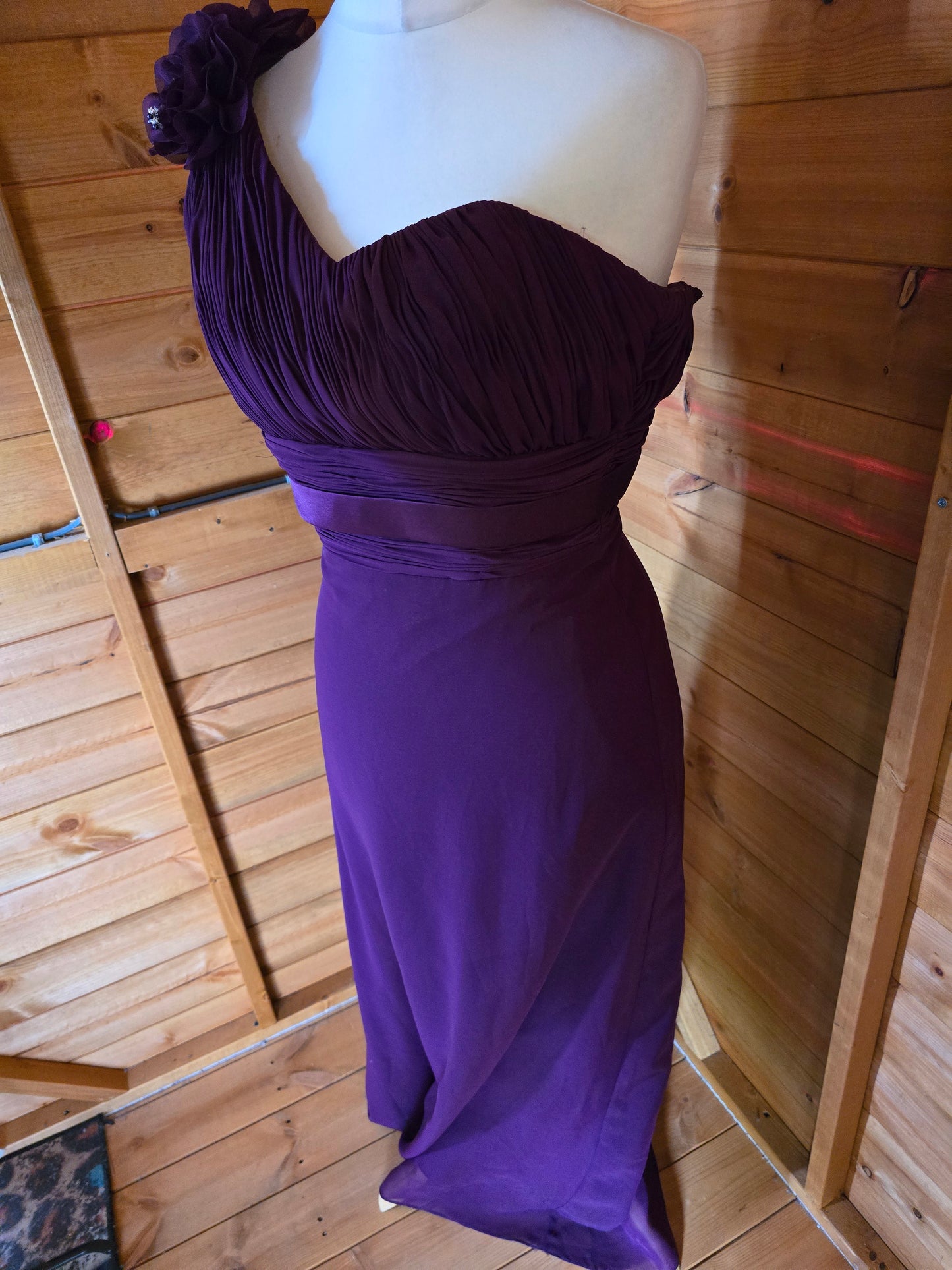 Hilary Morgan One-Shoulder Plum Formal Dress – Size 10
