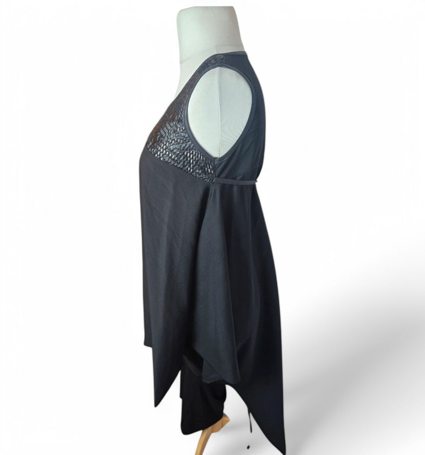Manuela black sleeveless layered asymmetrical midi dress one size