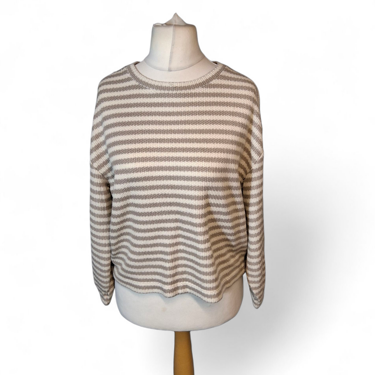Matalan Petite Beige & White Striped Jumper β Size M (size 10/12)