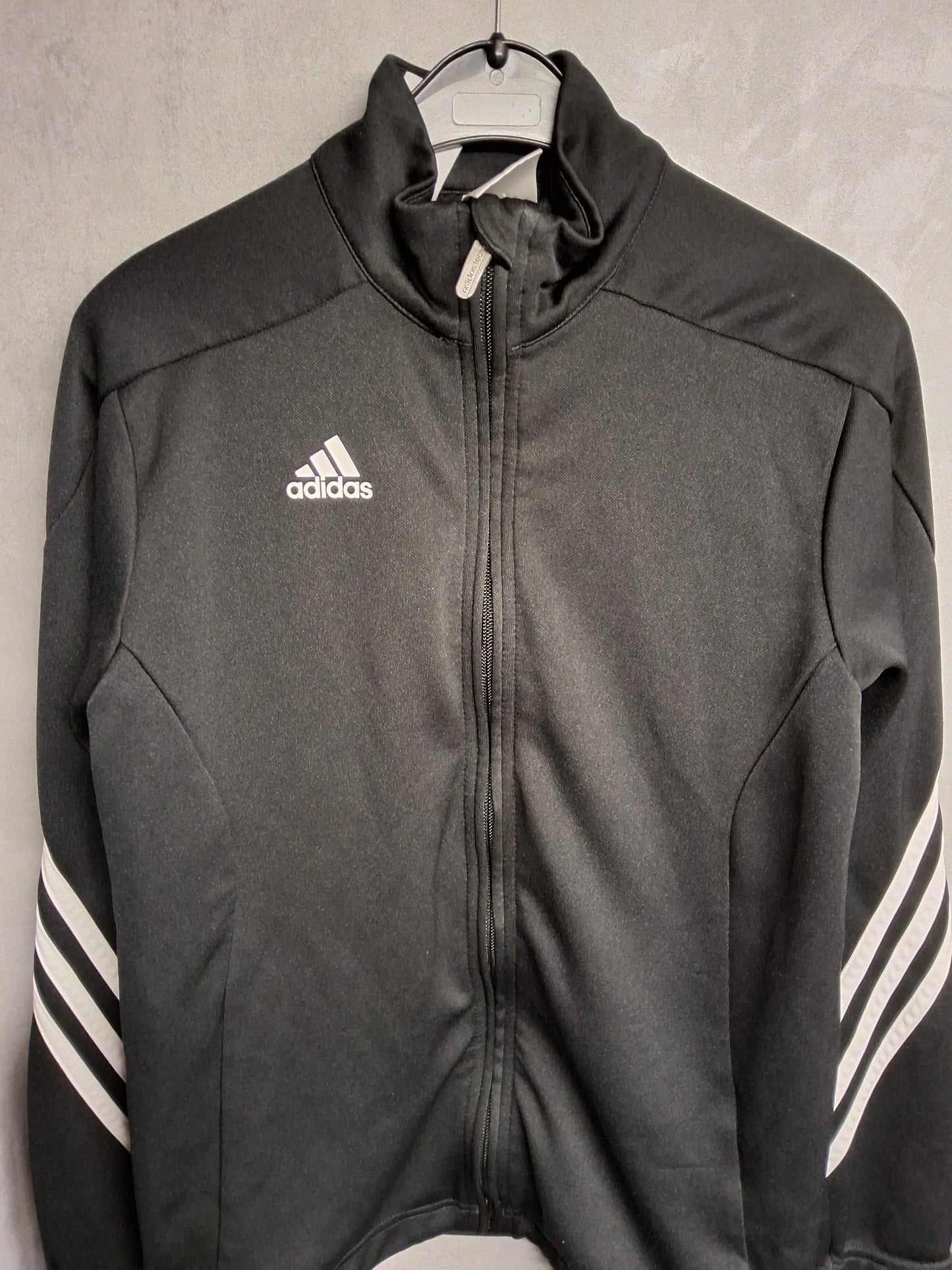 Adidas Black & White Zip-Up Jumper – Boys 11-12 Years – Climalite