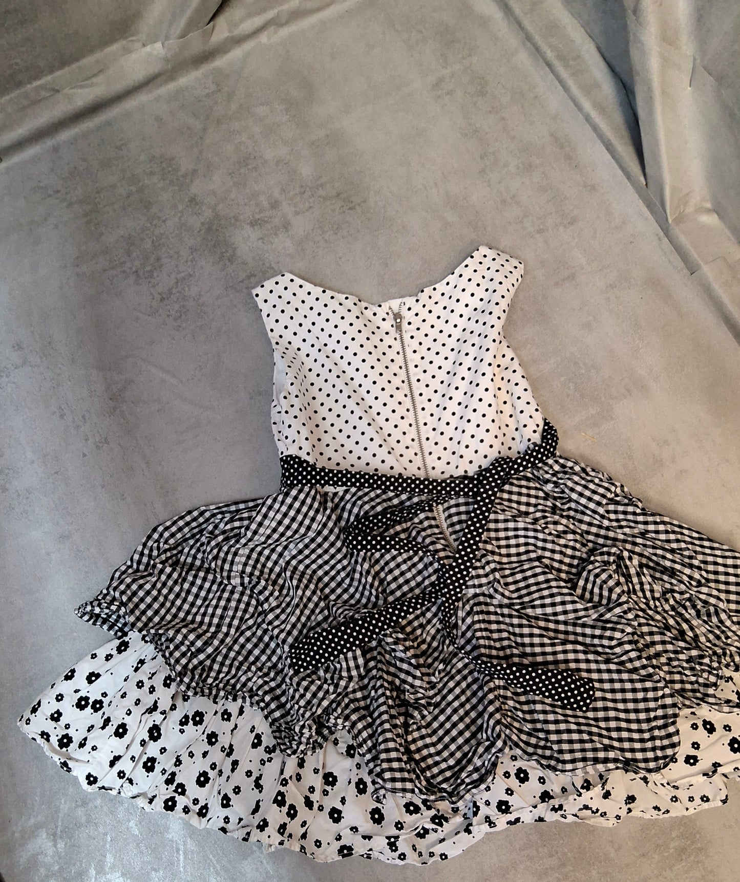 Kate Mack Girls Dress Age 5 β Cotton Polka Dot Gingham Tiered Style