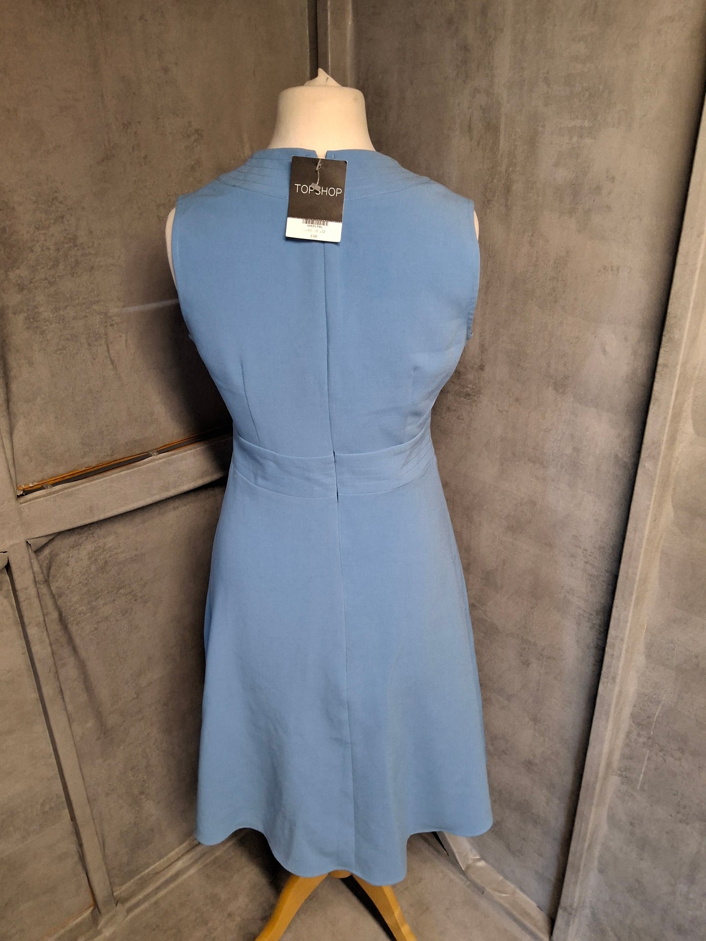 Topshop Blue Sleeveless Knee-Length Dress – Size 12 – NWT RRP £48