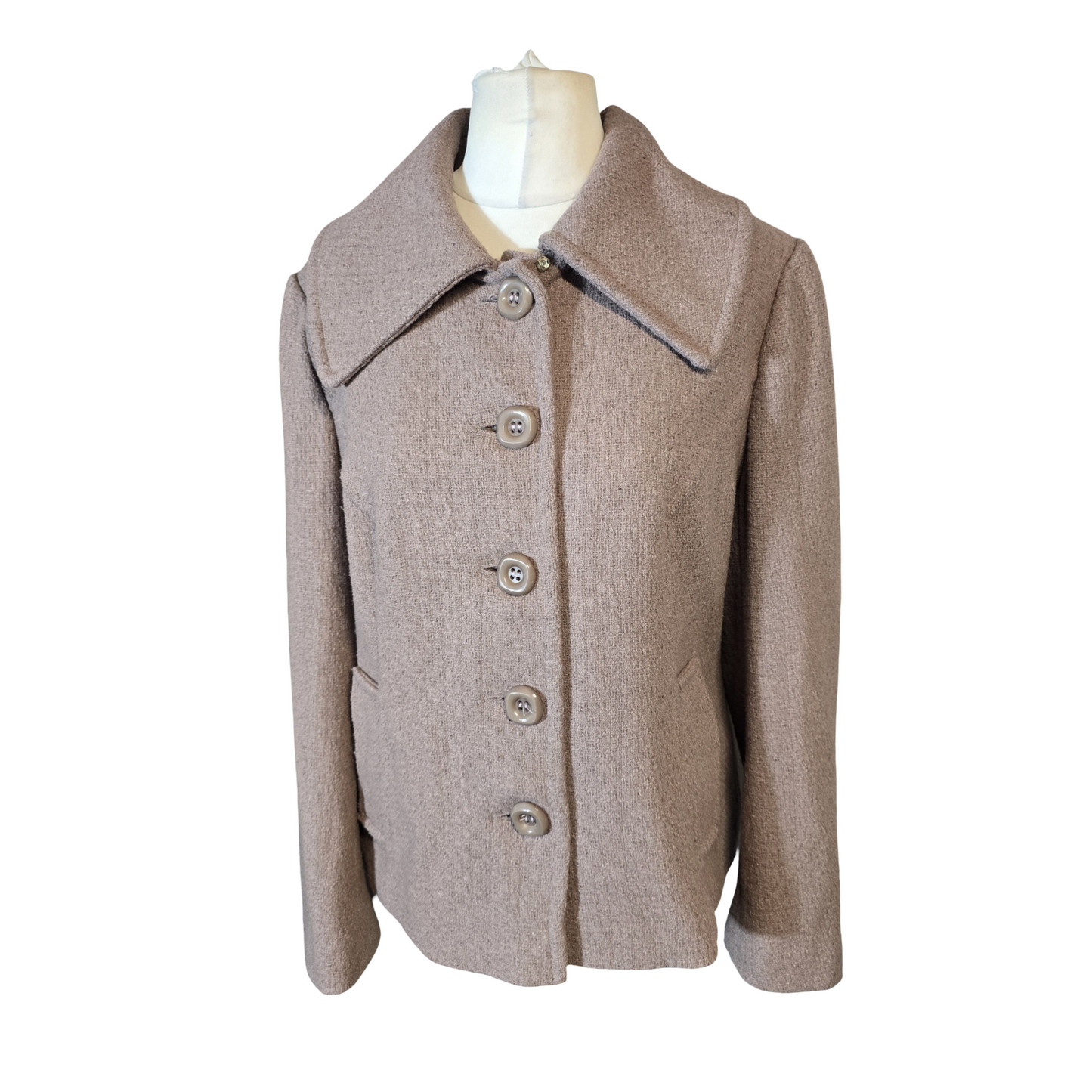 BM Beige Textured Peacoat – Size 18 (Mid Length)