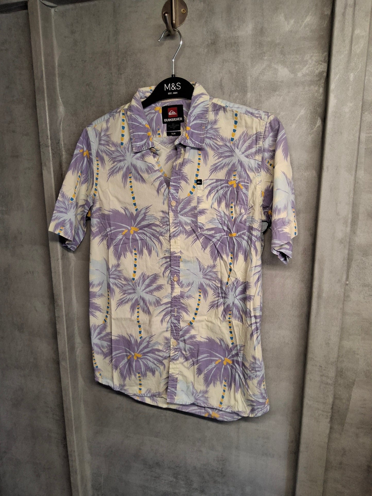 Quiksilver Slim Fit Palm Print Shirt – Size XS – 100% Cotton