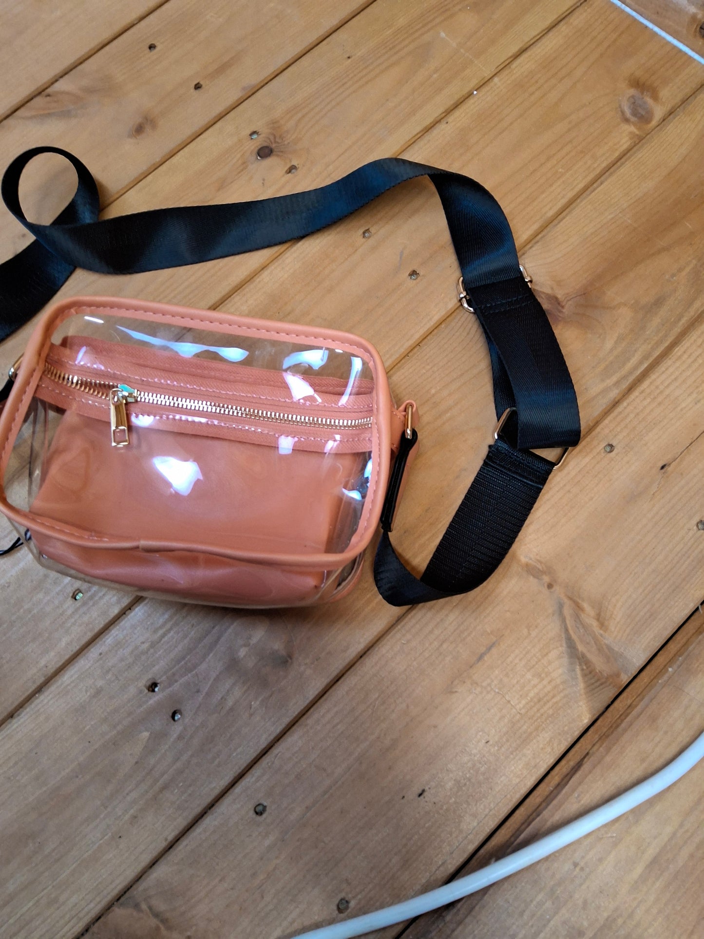 🧡 Primark Coral Clear Crossbody Bag with Removable Purse – 19x14cm 🧡