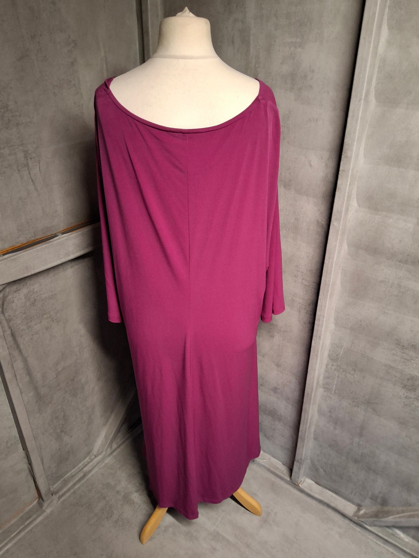 Anna Scholz for Simply Be Purple Ruched Long Dress ā Size 32 ā Stretch & Style