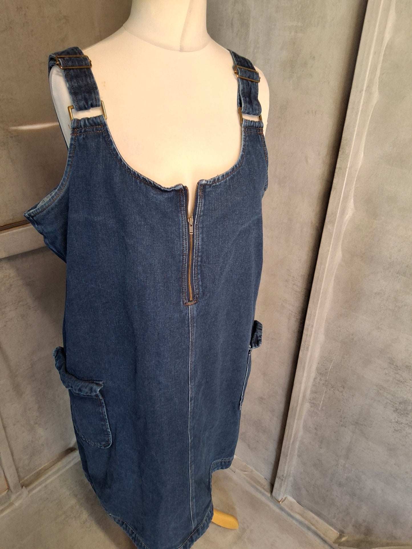 Red Herring 100% Cotton Denim Pinafore Dress β Size 18