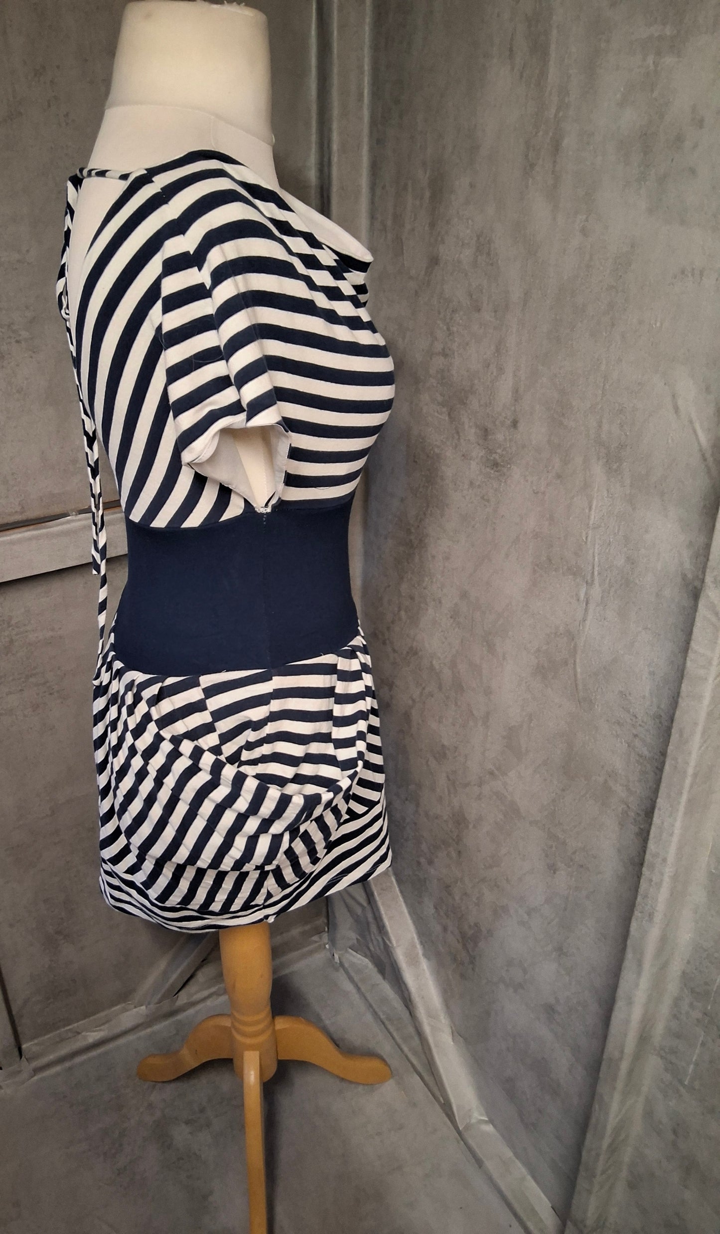 Forever Unique Navy & White Striped Peplum T-Shirt | Size 10/12 Fit