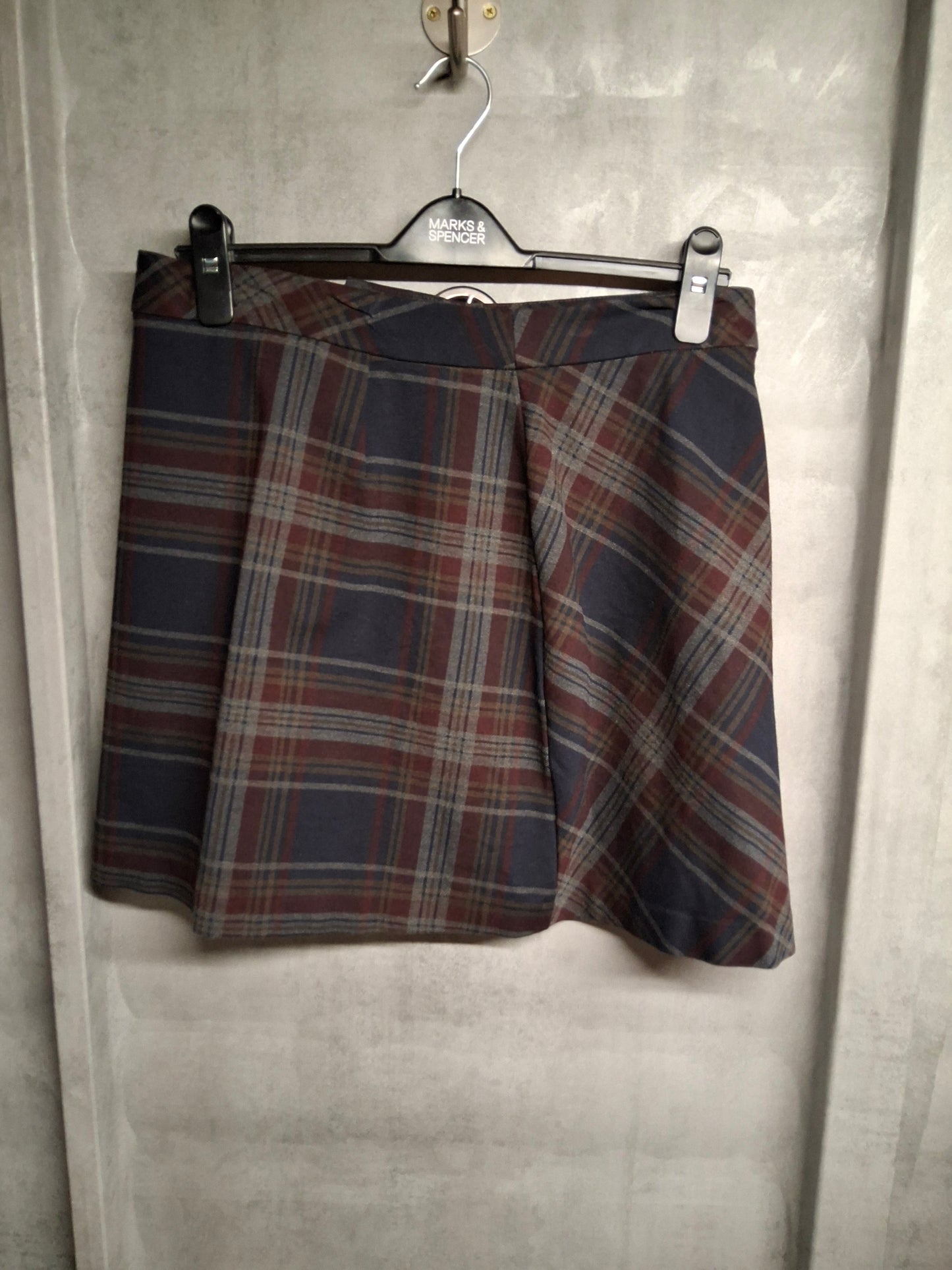 Tu Navy Red Grey Tartan Wrap Mini Skirt with Belt – Size 12