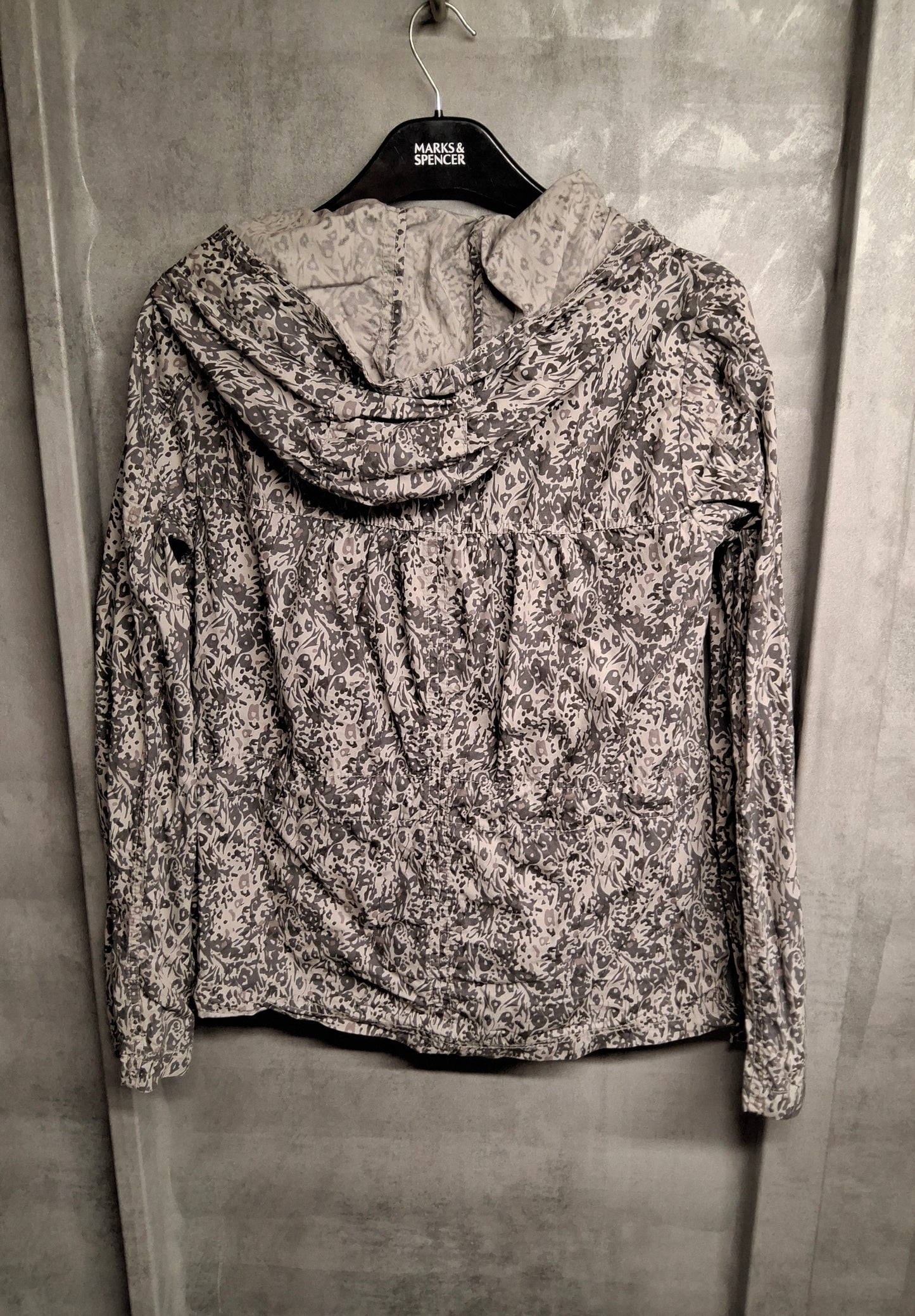 George G21 Grey Animal Print Hooded Jacket – Size 10