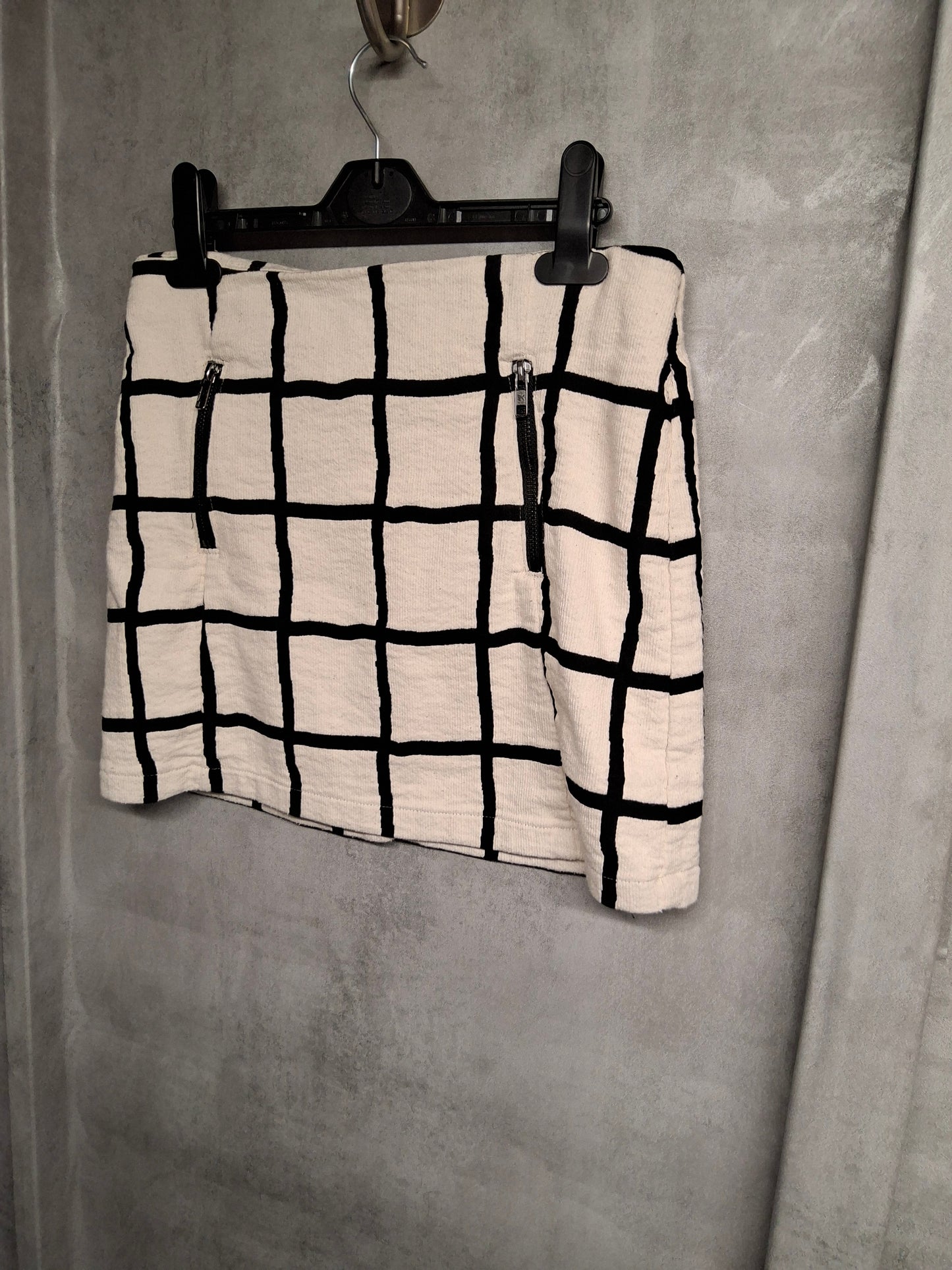 Topshop Grid Print Mini Skirt ā Size 10 ā Cotton Blend ā Monochrome