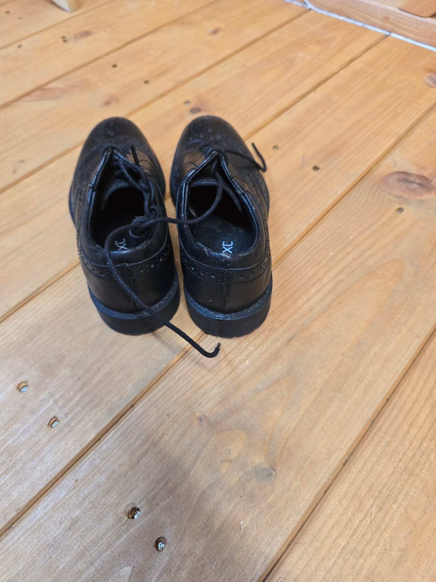 Next Girls Black Lace-Up School Shoes Size 10 – Classic Style, Minor Scuffs, Everyday Uniform