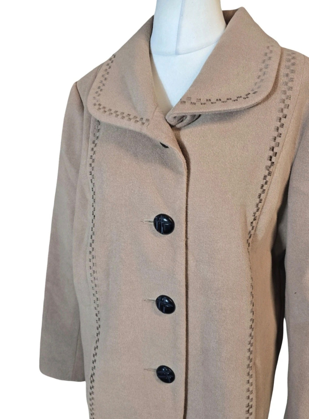 Classics Marks & Spencer Coat Beige Size 18 Embroidered Smart Causal