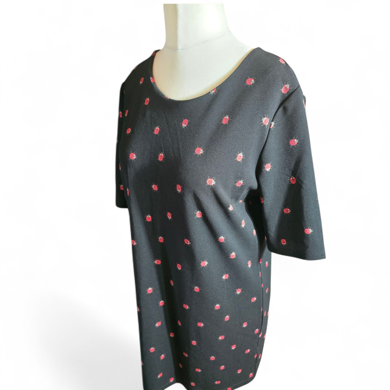 Next black ladybird short sleeved tunic dress size 14