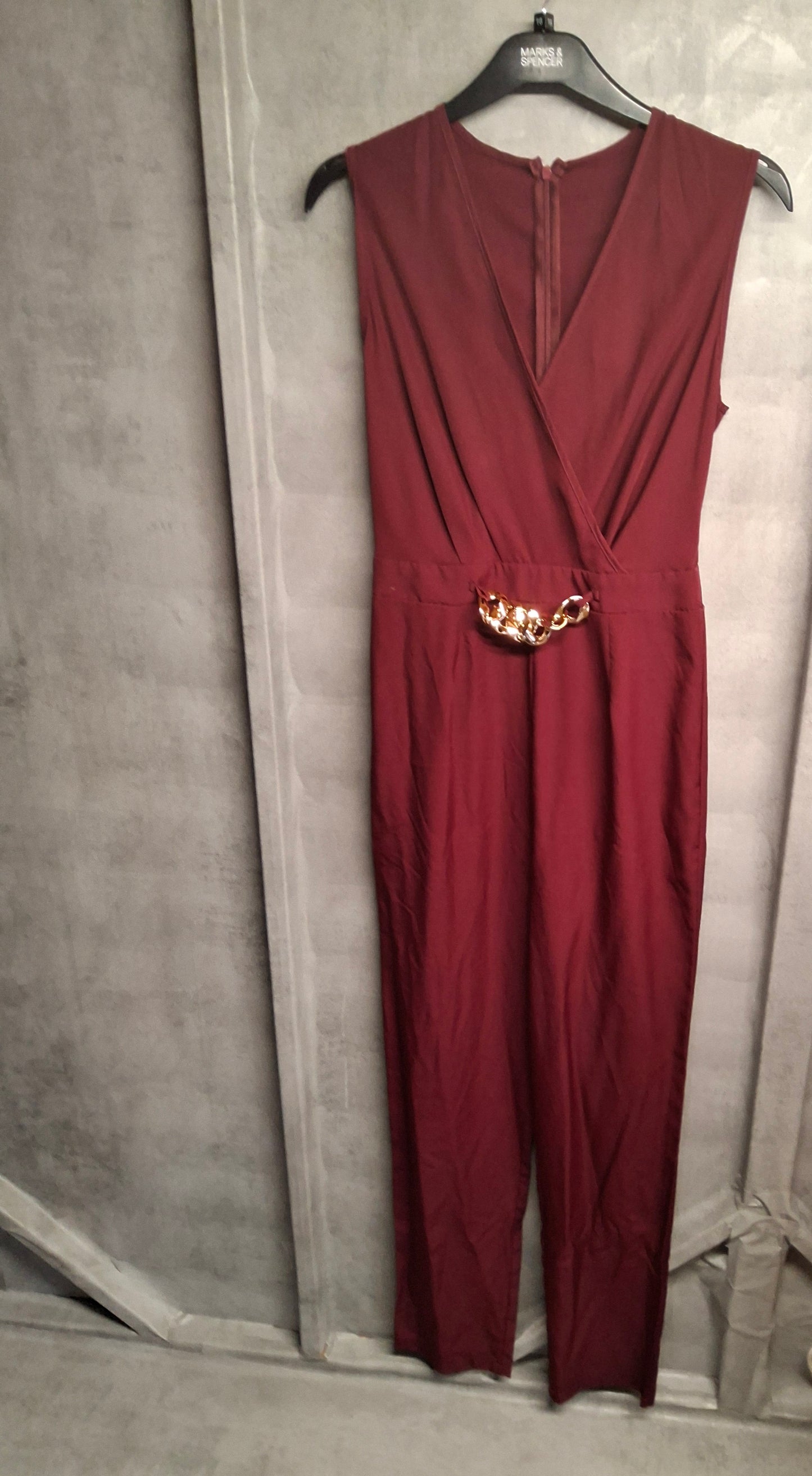Shein Tall Burgundy Chain Jumpsuit – Size Small (UK size 8/10)