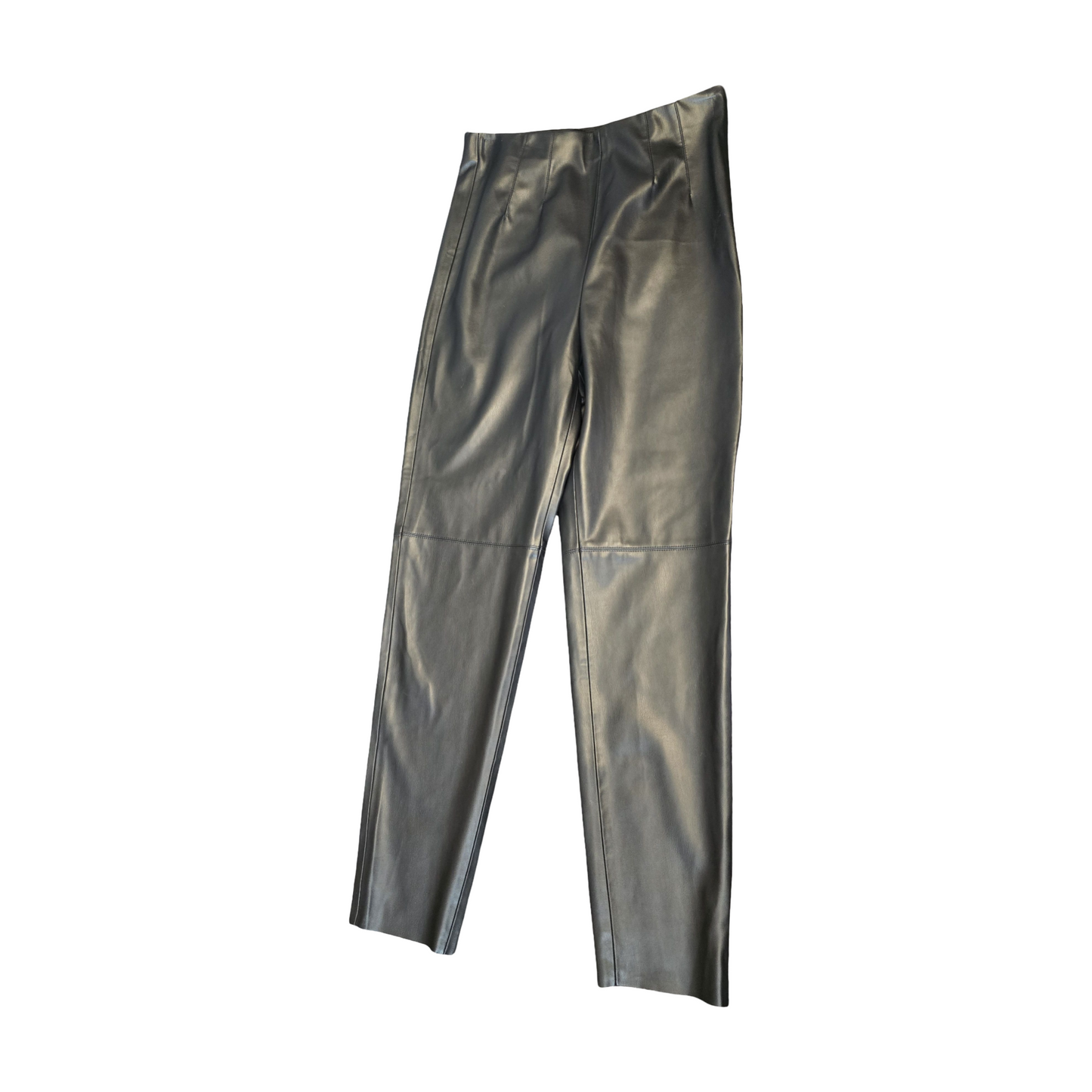 Zara Black Faux Leather High-Waist Skinny Trousers – Size L (UK 10/12)