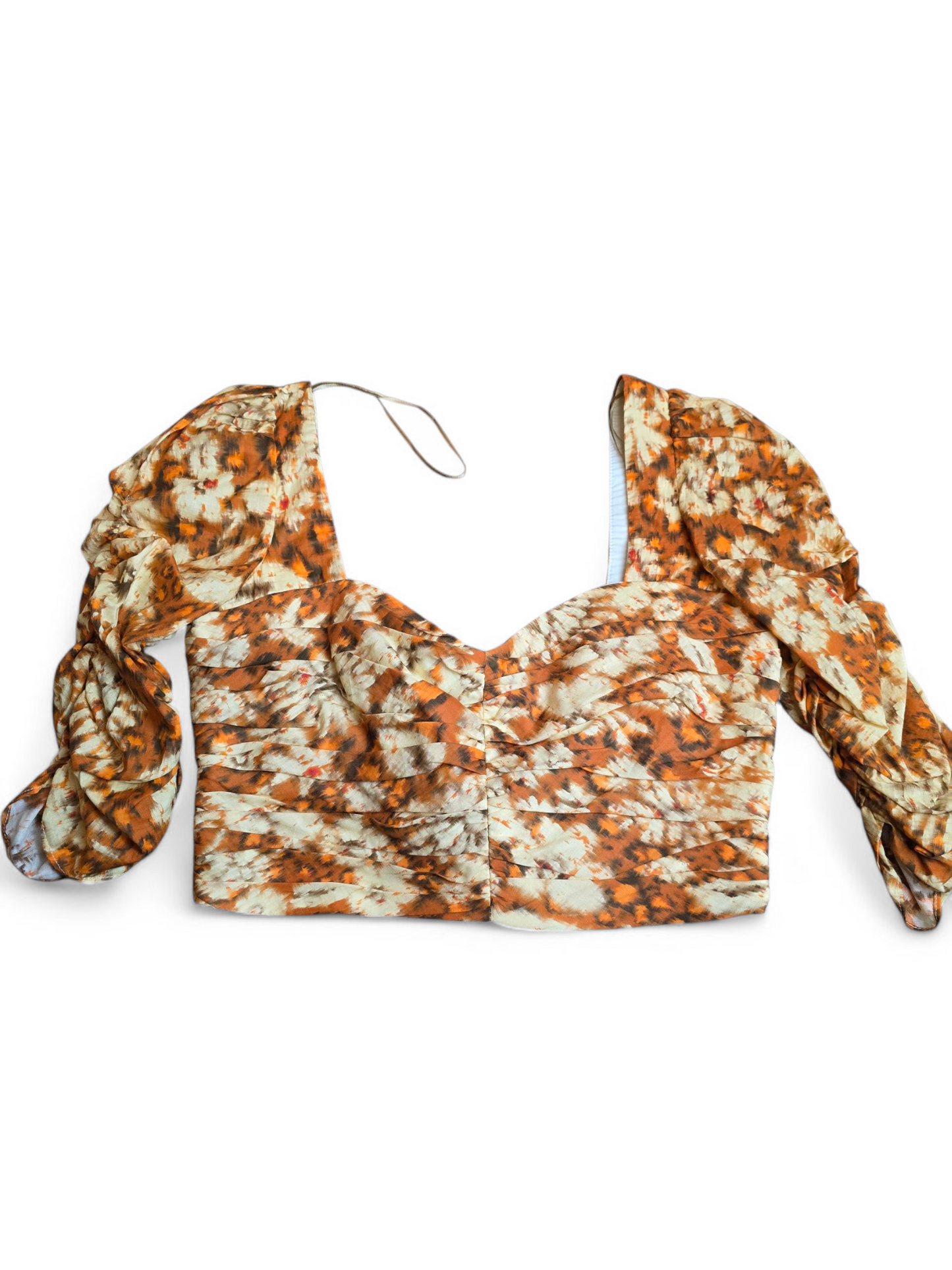 Zara 3/4 sleeve orange & cream animal print crop top size Small size 8/10 New