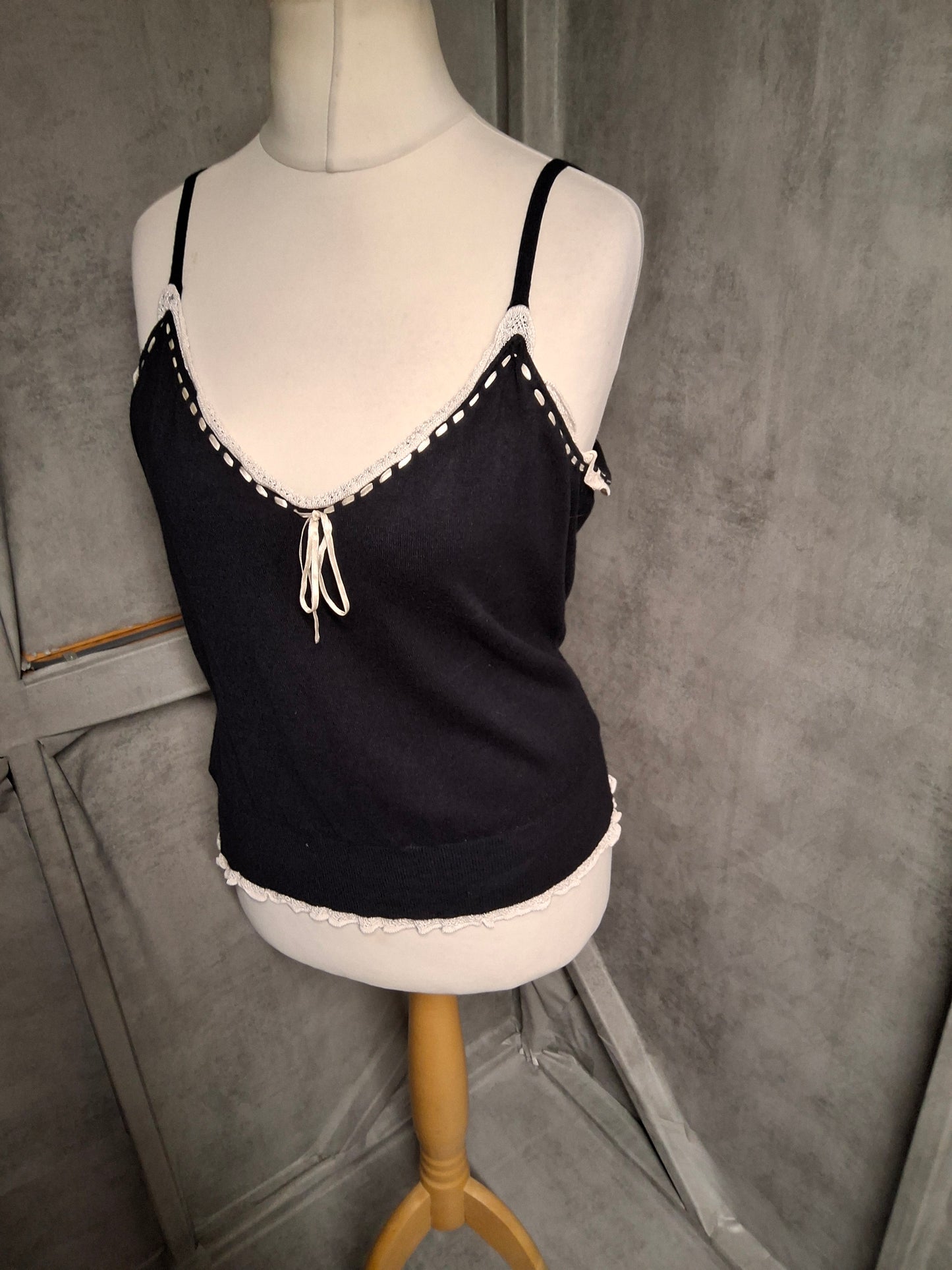Vintage 90s Laura Ashley Knitted Cami & Cardigan Set – Size 16
