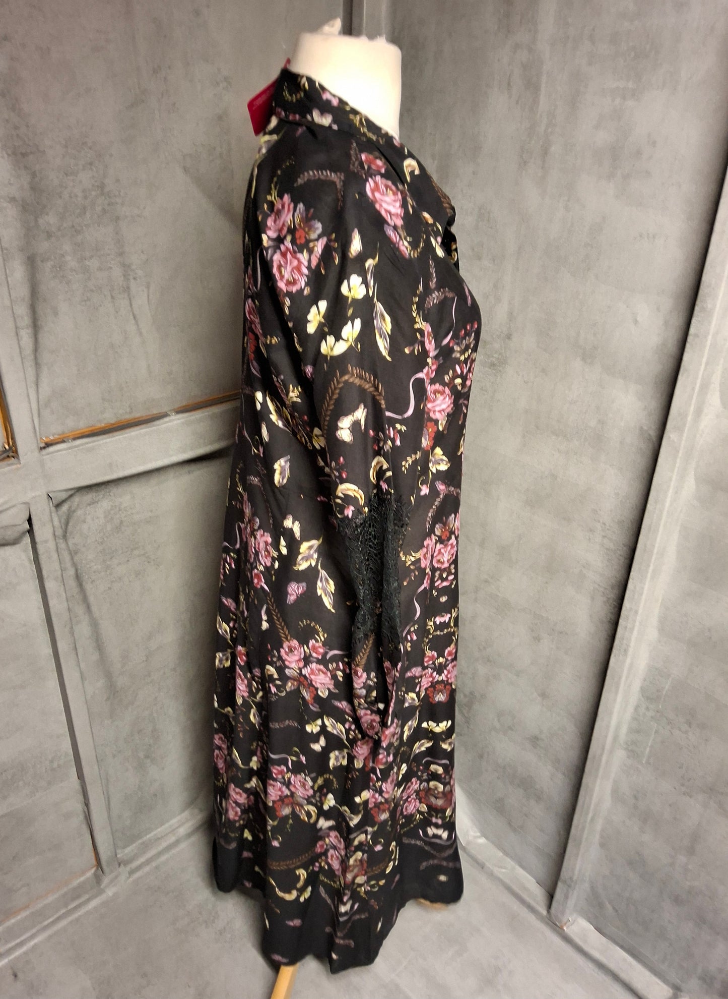 Together Black Floral & Butterfly Maxi Shirtdress β Size 14 β NWT