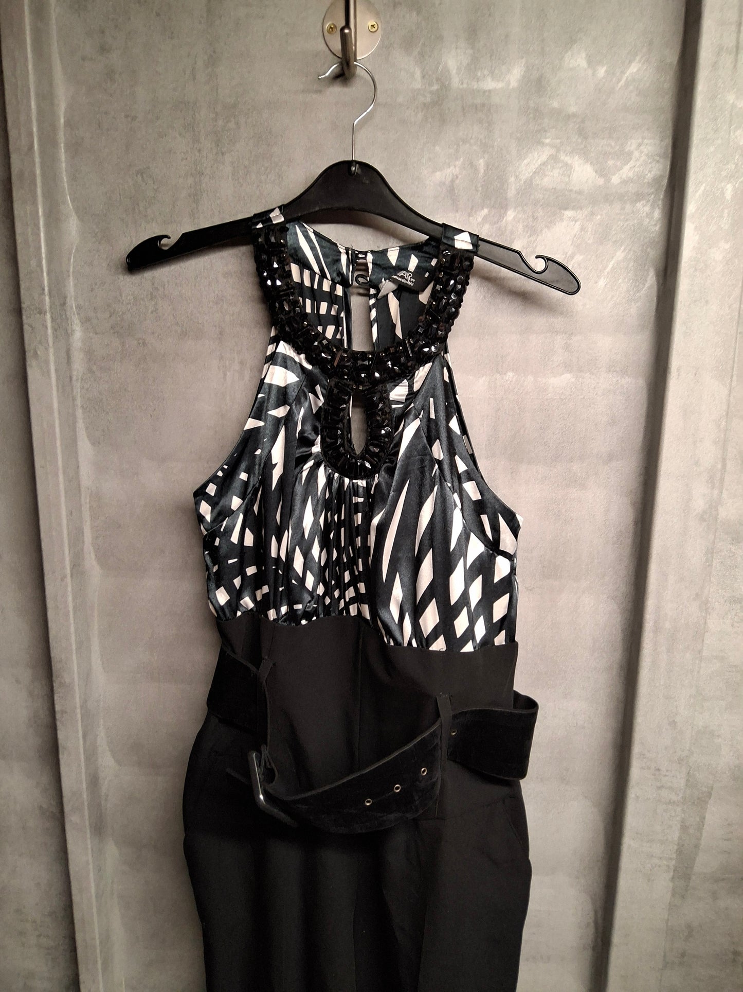 Julien Macdonald Black & White Halterneck Jumpsuit – Size 10