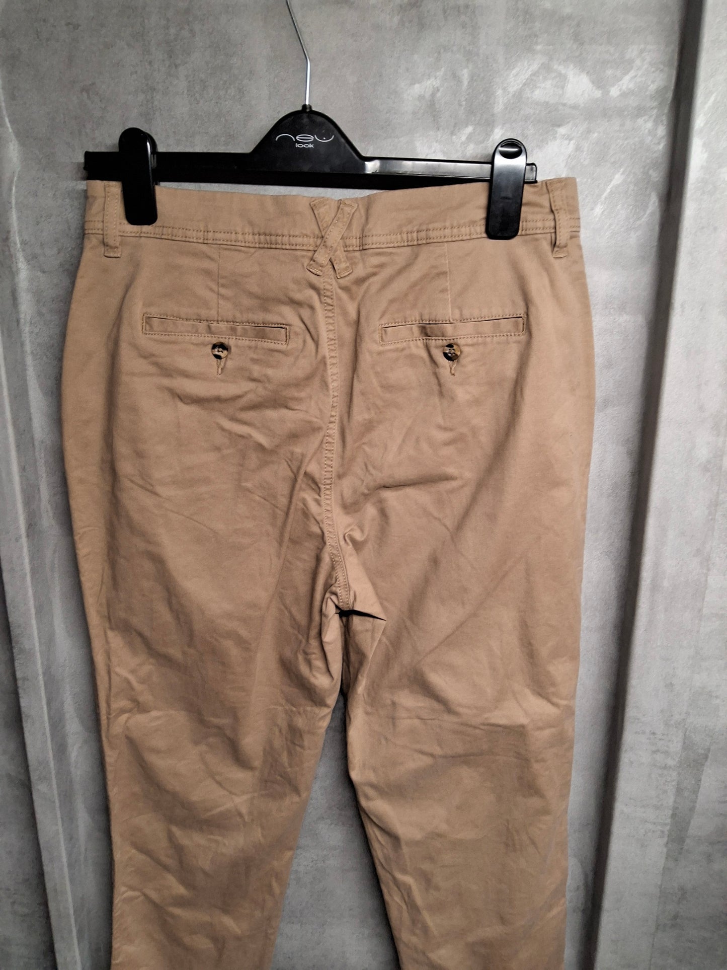 F&F Beige Chino Trousers – Size 12 | 100% Cotton, Slim Fit, Pockets & Belt Loops – Smart Casual Comfort