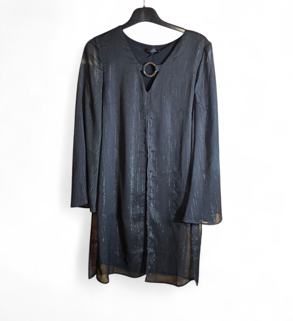 Julien Macdonald black & silver long sleeved layered top size 8
