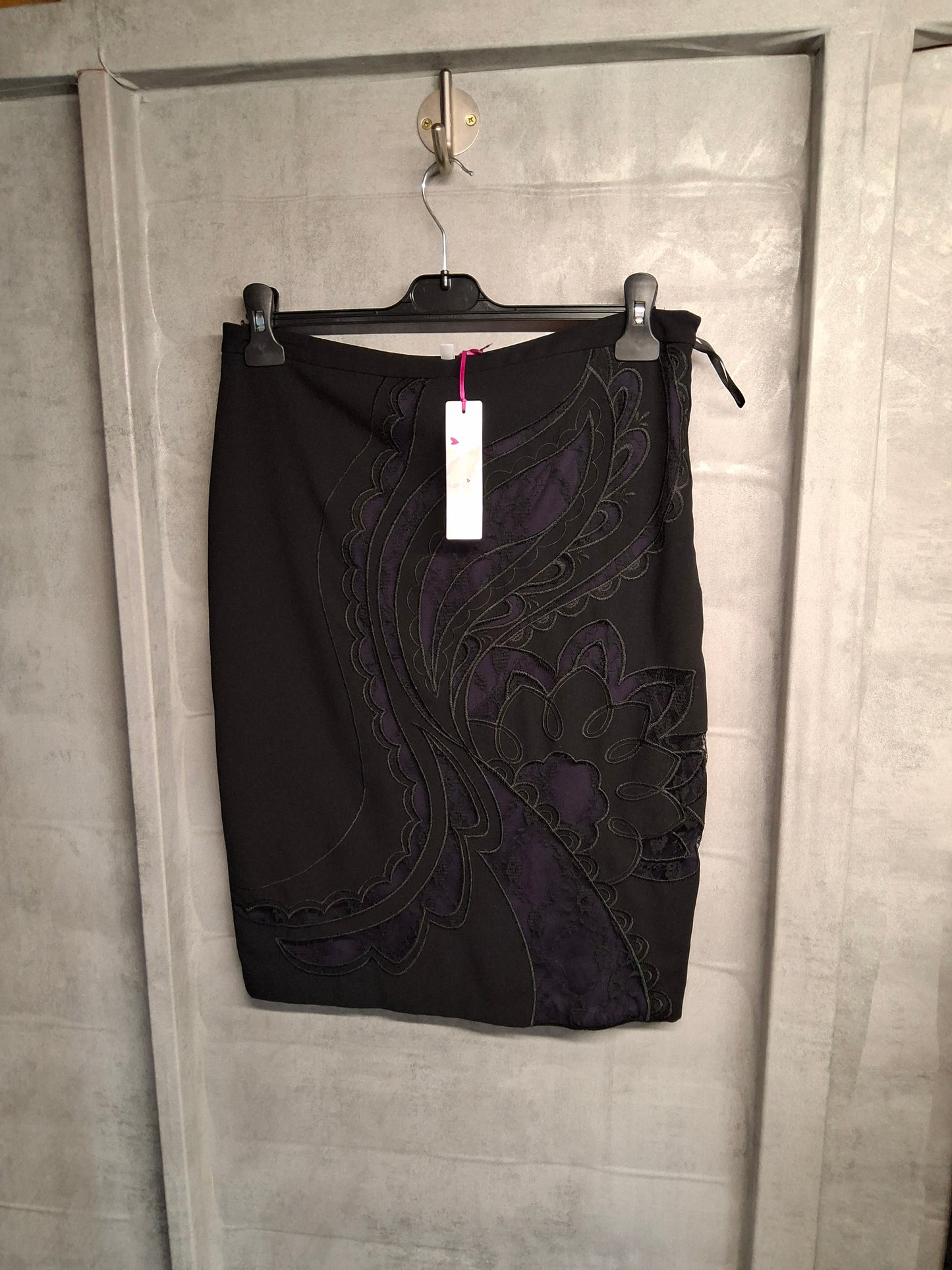 Per Una Black & Purple Lace A-Line Skirt ā Size 12 ā NWT RRP Ā£45