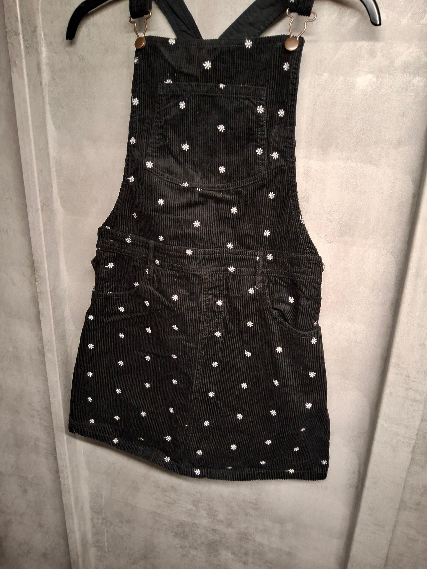 M&S Girls Black & White Cord Pinafore Dress – Age 11-12 Years – 100% Cotton
