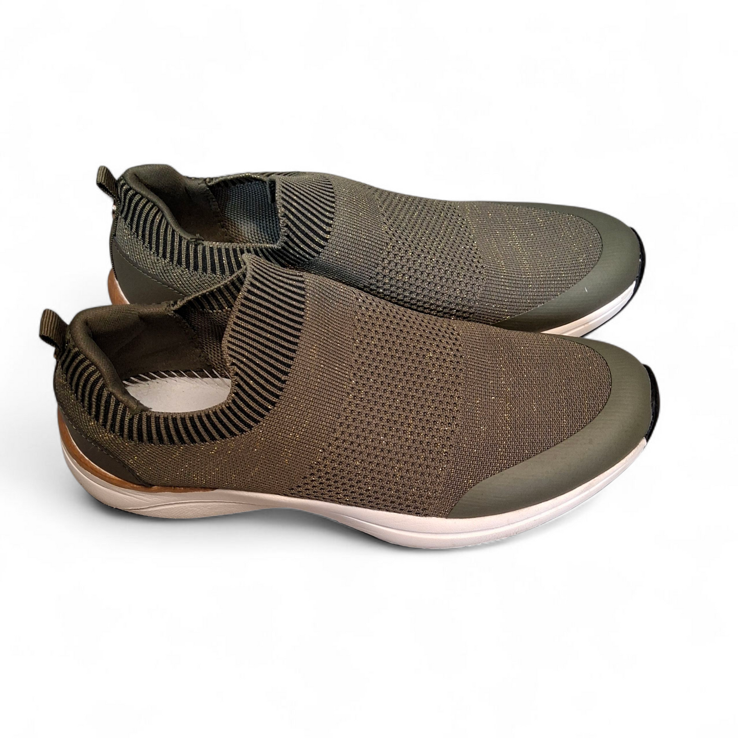 F&F Khaki Green & Gold Slip-On Trainers – UK 6.5 Ladies