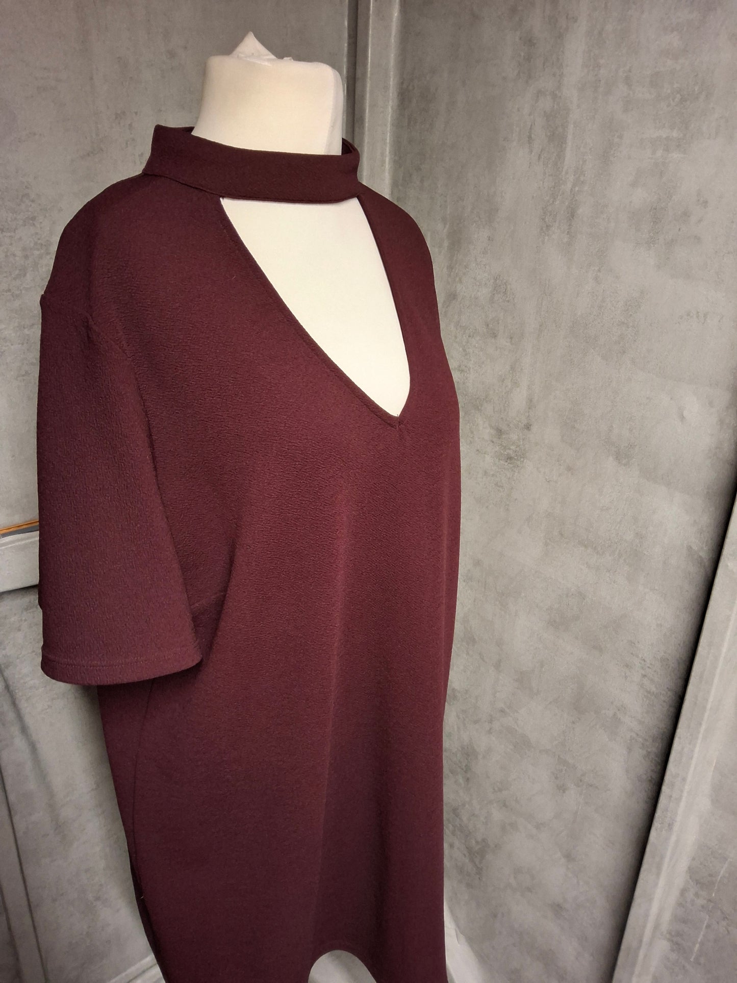 F&F Burgundy Choker Neck Tunic Dress – Size 20